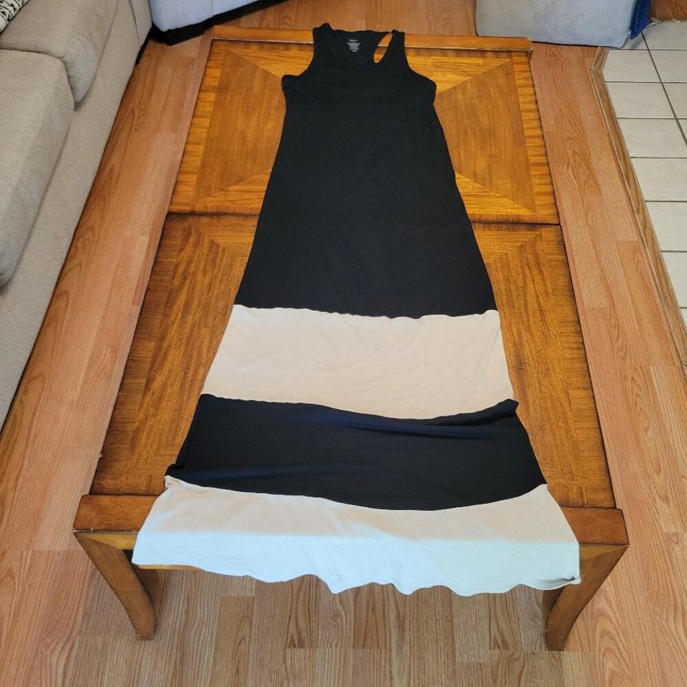 Mossimo Black and Cream Maxi Racerback Tank Dress